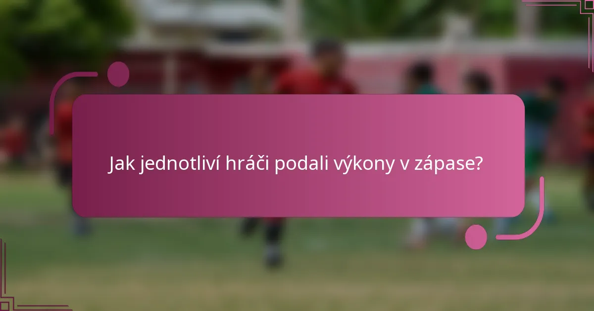 Jak jednotliví hráči podali výkony v zápase?